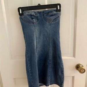 Edikted Blue Denim Mini Dress